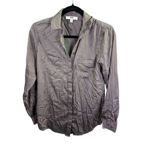 Etcetera Long Sleeve Button Up Gray Blouse Women's 0